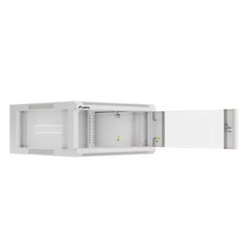 Wandmontierbarer 19-Zoll-4U-Netzwerkschrank LANBERG WAFA-5604-10S, 600 mm Tiefe, grau, Glastür (gefaltet)