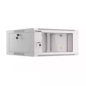 Wandmontierbarer 19-Zoll-4U-Netzwerkschrank LANBERG WAFA-5604-10S, 600 mm Tiefe, grau, Glastür (gefaltet)