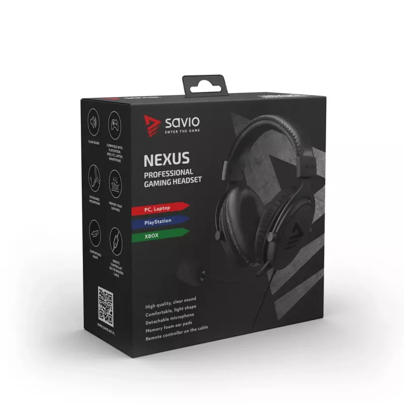 Headset Savio NEXUS Kabelgebundenes Gaming-Headset Schwarz