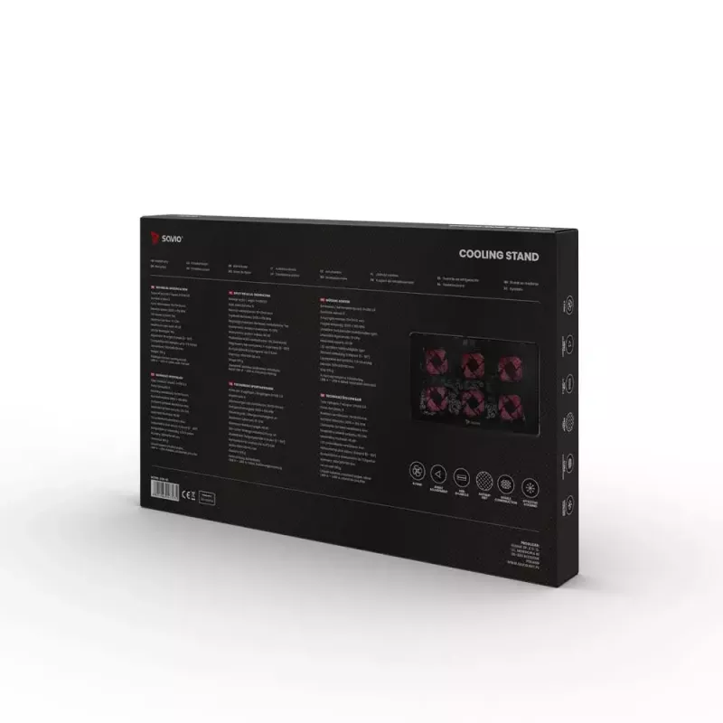 Laptop-Kühlpad SAVIO COS-01 mit 6 beleuchteten Lüftern 2000 U/min, USB 2.0, für bis zu 17,3-Zoll-Bildschirme