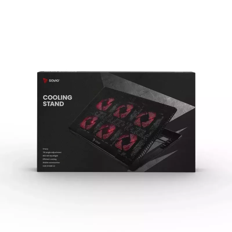 Laptop-Kühlpad SAVIO COS-01 mit 6 beleuchteten Lüftern 2000 U/min, USB 2.0, für bis zu 17,3-Zoll-Bildschirme