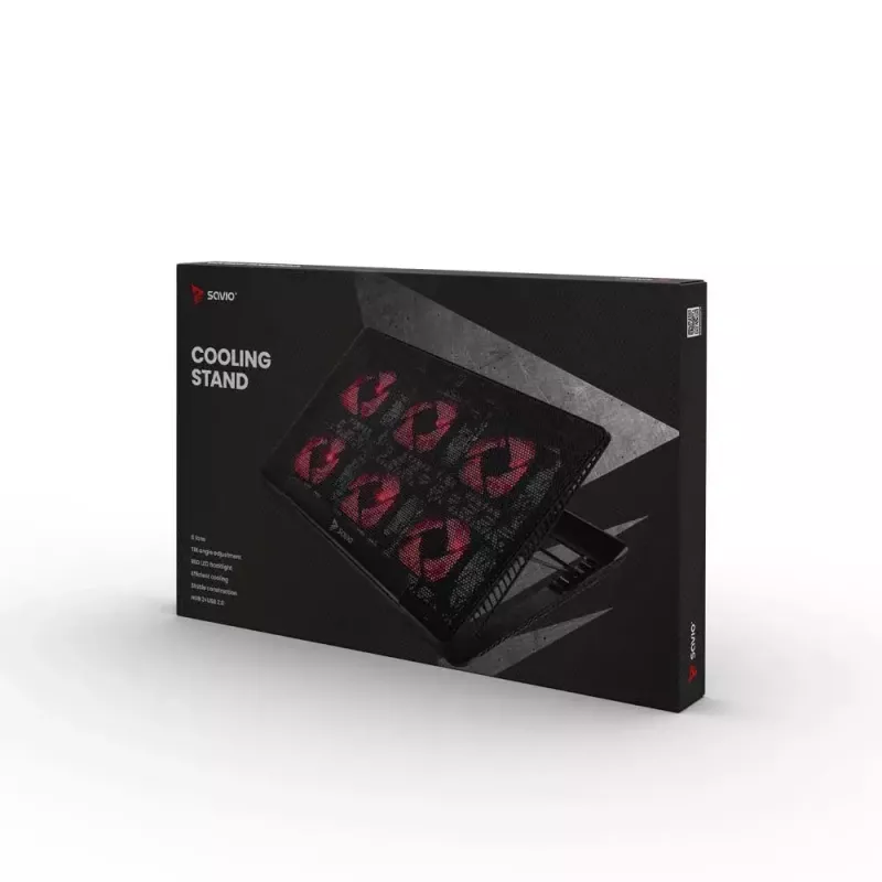 Laptop-Kühlpad SAVIO COS-01 mit 6 beleuchteten Lüftern 2000 U/min, USB 2.0, für bis zu 17,3-Zoll-Bildschirme