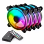 120mm ARGB Gehäuselüfter 4er-Pack SAVIO FAN-01 mit Controller und Fernbedienung, 12 V, 1200 U/min, 25 dB (Schwarz)