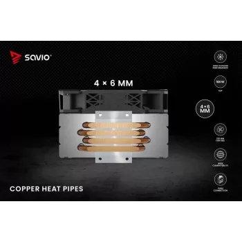 CPU-Luftkühler SAVIO Vortex X2 Schwarz – 120-mm-Lüfter, Höhe 157 mm, PWM, kompatibel mit LGA 2066