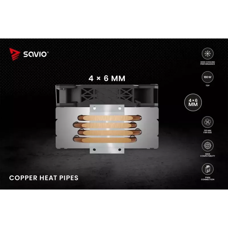 CPU-Luftkühler SAVIO Vortex X2 Schwarz – 120-mm-Lüfter, Höhe 157 mm, PWM, kompatibel mit LGA 2066