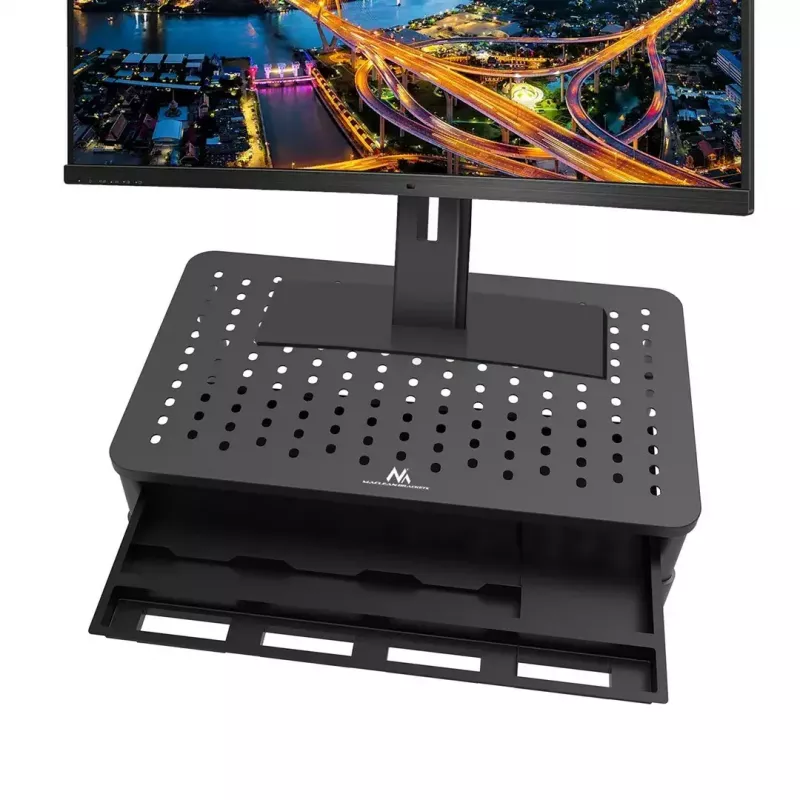 Laptop-Ständer MACLEAN MC-946 für 13–32 Zoll Geräte, 3-stufige Höhe (11/13/15 cm), Schublade, schwarz, bis 20 kg