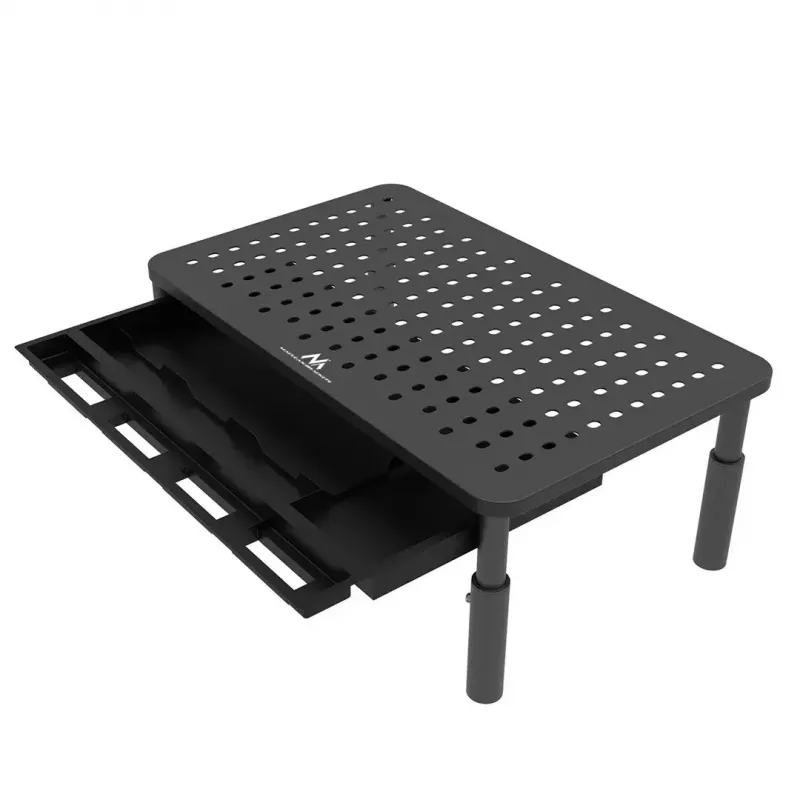 Laptop-Ständer MACLEAN MC-946 für 13–32 Zoll Geräte, 3-stufige Höhe (11/13/15 cm), Schublade, schwarz, bis 20 kg
