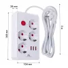 Steckdosenleiste MACLEAN MCE393 W — 4 Steckdosen + 3×USB, 110–240V, 2,1A USB, 2500W, 3 m, weiß