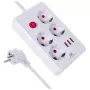 Steckdosenleiste MACLEAN MCE393 W — 4 Steckdosen + 3×USB, 110–240V, 2,1A USB, 2500W, 3 m, weiß