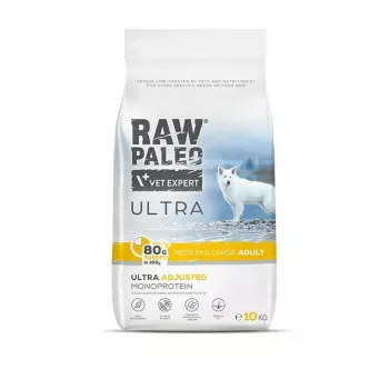 Trockenfutter für Hunde VETEXPERT RAW PALEO Ultra Medium & Large Adult Turkey — 2 kg, getreidefrei, Protein 24,5 %, Fett 14 %