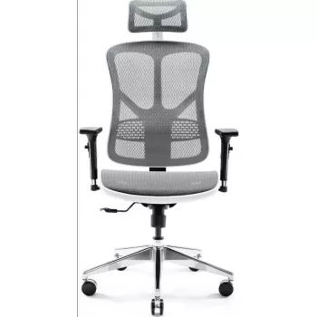 Ergonomischer Bürostuhl Diablo Chairs V-Basic Weiß-Grau – verstellbare Höhe und Neigung, Armlehnen, Lendenwirbelstütze