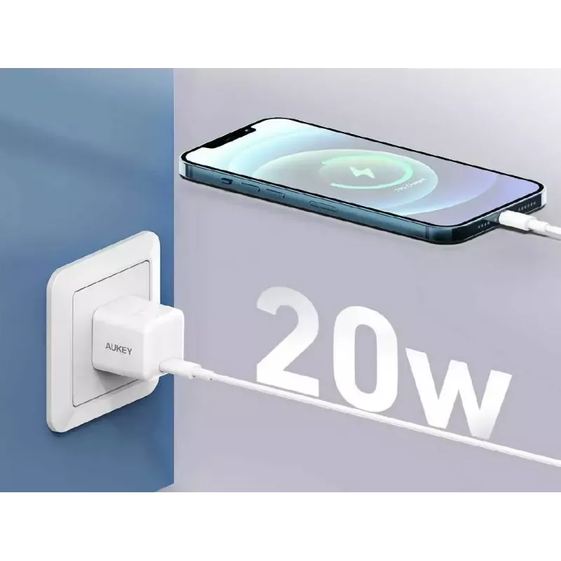 USB-C Mini-Ladegerät Aukey PA-F5 20W PD — Kompaktes 20W PD-Schnellladegerät