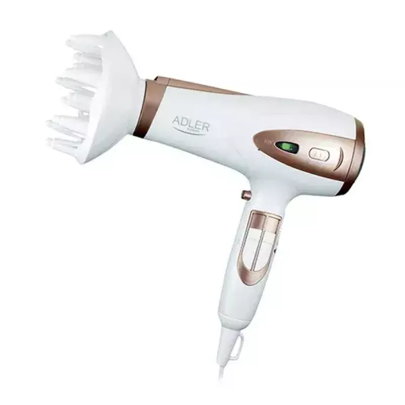 Haartrockner Adler AD 2248 2400 W 3 Temperatureinstellungen Ionenfunktion Diffusor Düse Weiß