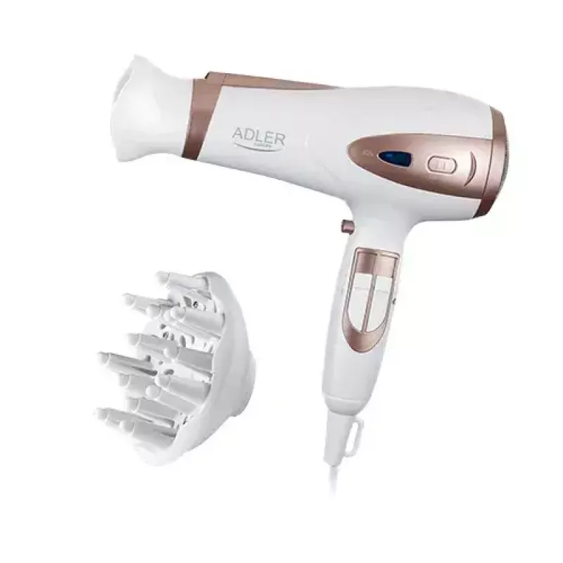 Haartrockner Adler AD 2248 2400 W 3 Temperatureinstellungen Ionenfunktion Diffusor Düse Weiß