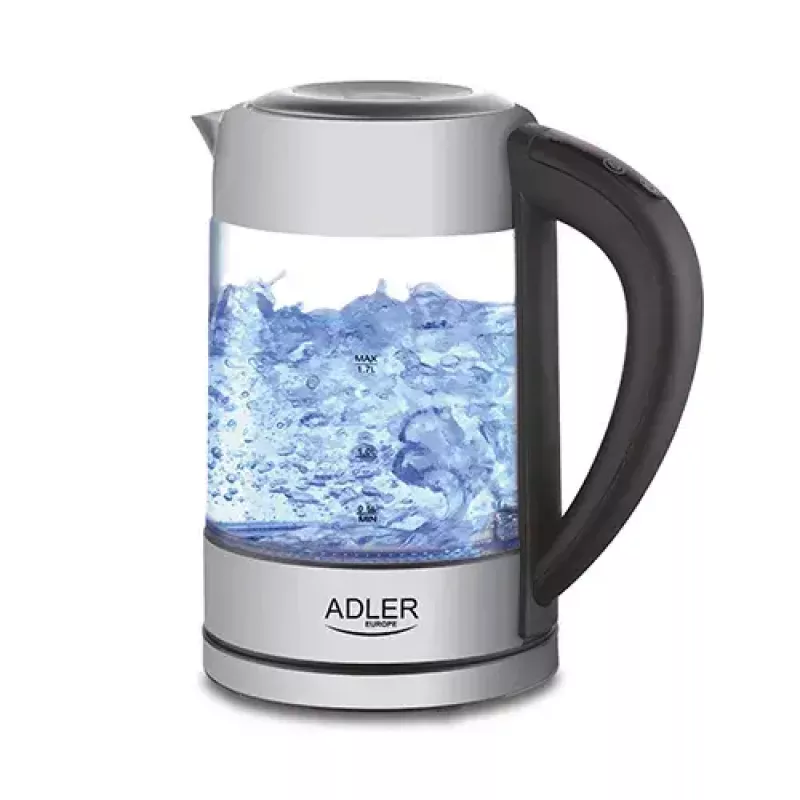 Adler AD 1247 Wasserkocher 1,7 l 2200 W Glaskorpus Edelstahlelemente Schwarz