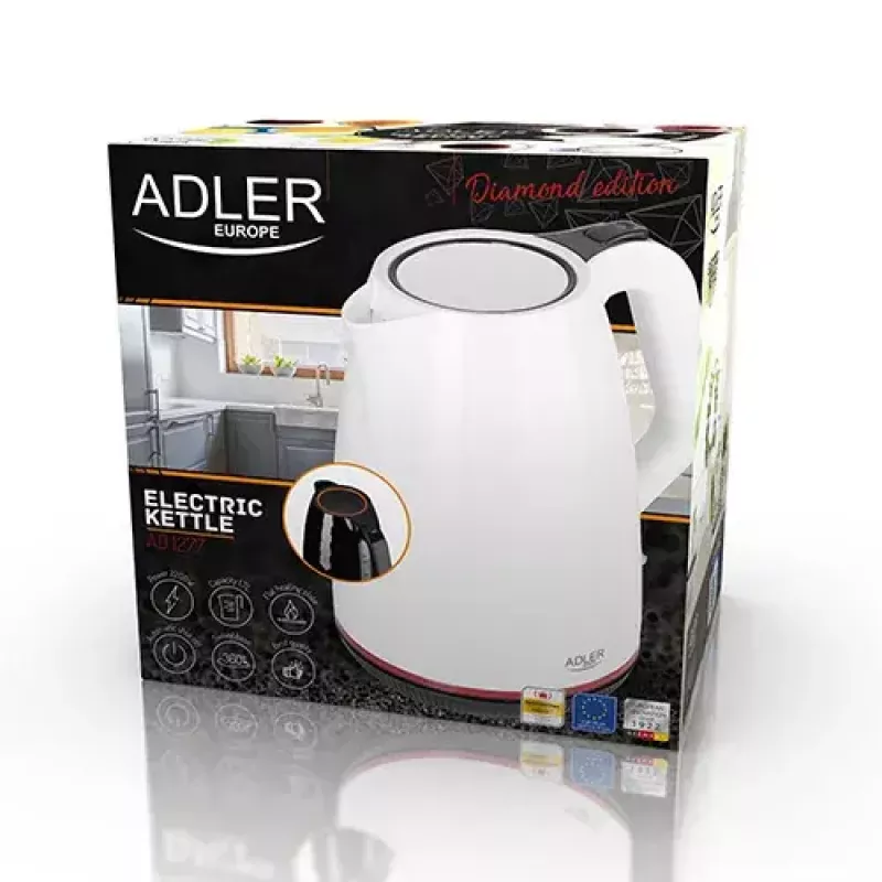 Elektro-Wasserkocher Adler AD 1277 1,7 l 2200 W Weiß