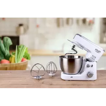 Küchenmaschine Adler AD 4216, 500 W, 4-l-Edelstahlschüssel, weiß