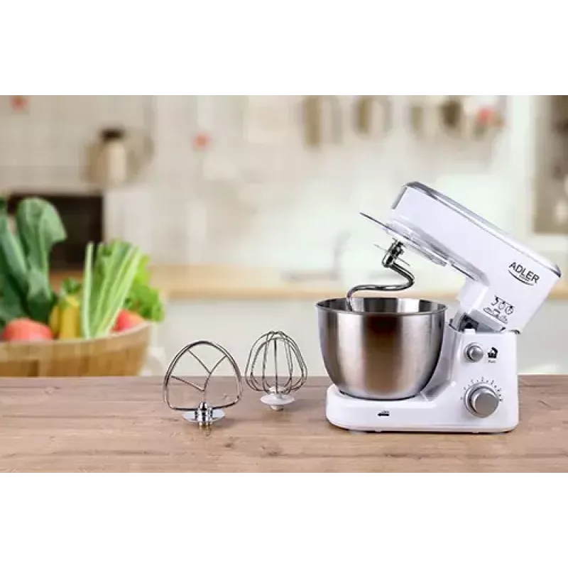Küchenmaschine Adler AD 4216, 500 W, 4-l-Edelstahlschüssel, weiß