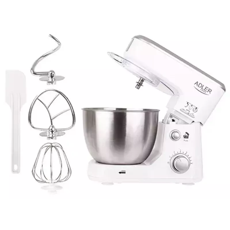 Küchenmaschine Adler AD 4216, 500 W, 4-l-Edelstahlschüssel, weiß