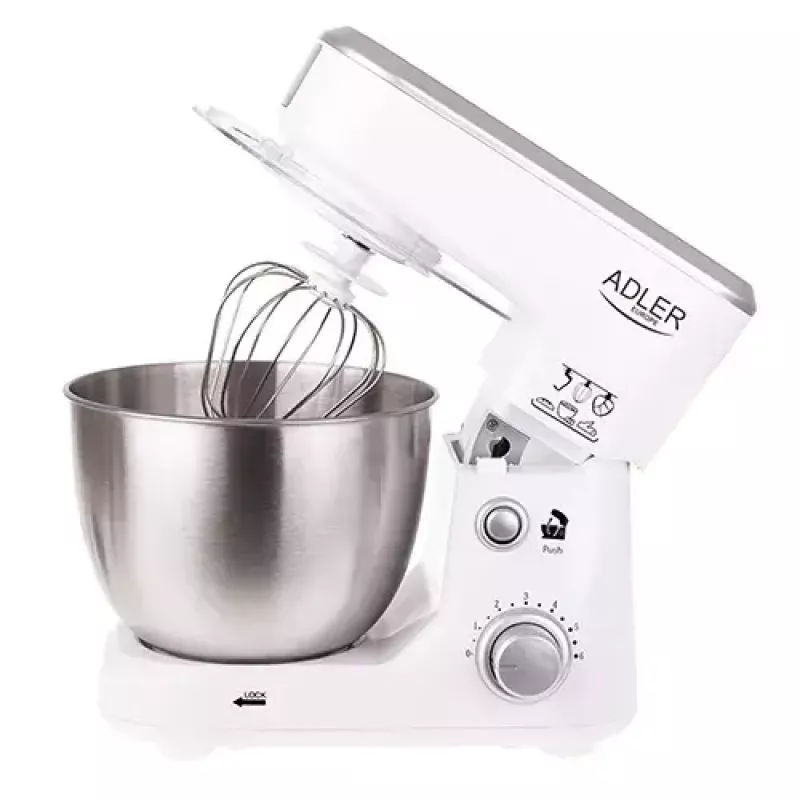 Küchenmaschine Adler AD 4216, 500 W, 4-l-Edelstahlschüssel, weiß