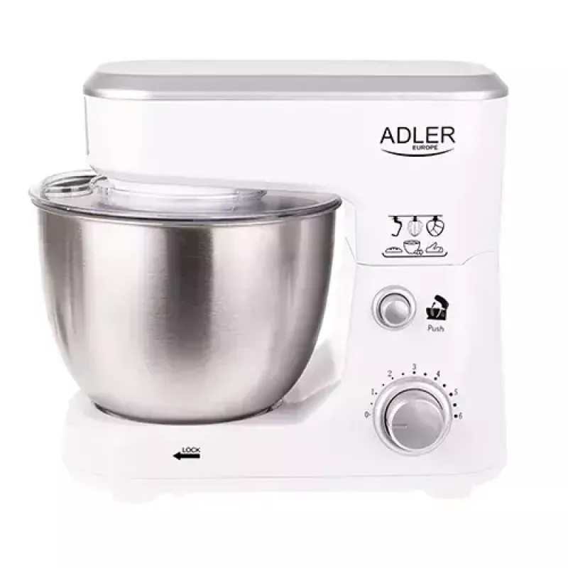 Küchenmaschine Adler AD 4216, 500 W, 4-l-Edelstahlschüssel, weiß