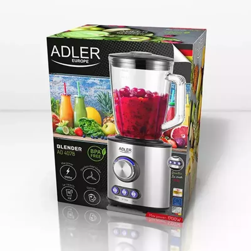 Tischmixer Adler AD 4078 Schwarz Edelstahl Transparent