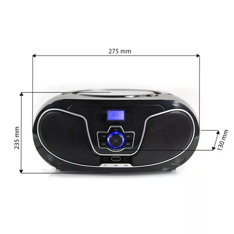 Tragbarer Ghettoblaster MANTA BBX007 mit Bluetooth 5.0, UKW-Radio (87,5–108 MHz), LCD, Teleskopantenne