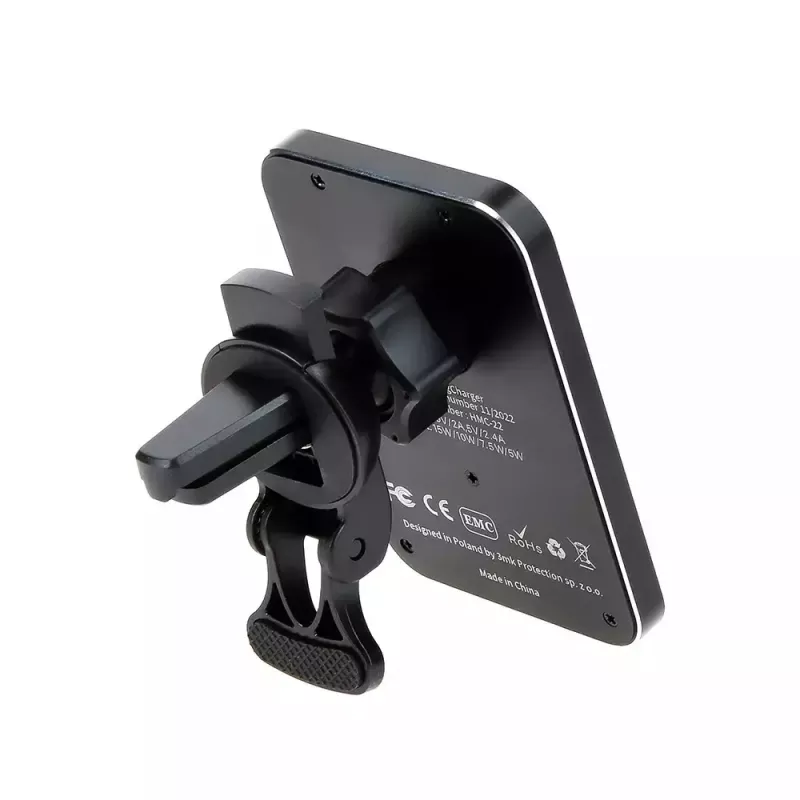 Auto-Wireless-Ladegerät 3MK HARDY MagCharger — Auto USB-C 5/9V, schnelles kabelloses Laden, Schwarz