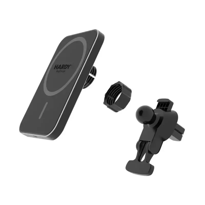 Auto-Wireless-Ladegerät 3MK HARDY MagCharger — Auto USB-C 5/9V, schnelles kabelloses Laden, Schwarz