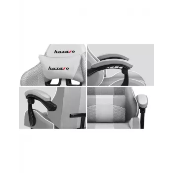 Gaming-Stuhl Huzaro FORCE 4.7 Schalensitz Grau – Stoff, gepolsterte Sitzfläche & Rückenlehne, Fußstütze, max. Gewicht 140 kg, Höhe 113–123 cm