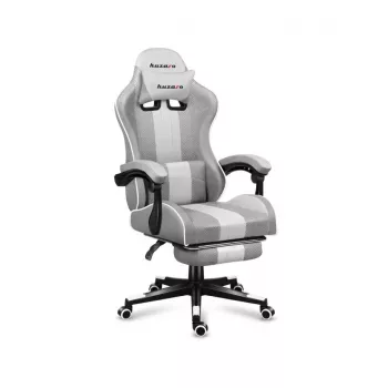 Gaming-Stuhl Huzaro FORCE 4.7 Schalensitz Grau – Stoff, gepolsterte Sitzfläche & Rückenlehne, Fußstütze, max. Gewicht 140 kg, Höhe 113–123 cm
