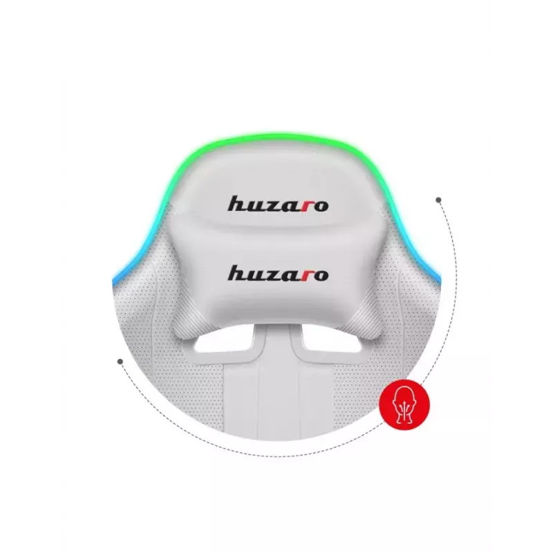 Gaming-Stuhl Huzaro FORCE 4.7 RGB Weiß — gepolsterter Schalensitz aus Stoff, max. Belastung 140 kg, höhenverstellbar 43–53 cm, Neigung 90–140°