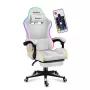 Gaming-Stuhl Huzaro FORCE 4.7 RGB Weiß — gepolsterter Schalensitz aus Stoff, max. Belastung 140 kg, höhenverstellbar 43–53 cm, Neigung 90–140°