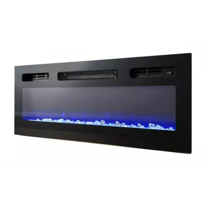 TV-Schrank Cama Meble EVA mit elektrischem Kamin 180×40×52 cm, weißer Korpus, glänzend weiße Türen, MDF-Oberplatte