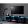TV-Schrank Cama Meble EVA mit elektrischem Kamin 180x40x52 cm, schwarz/glanzschwarz