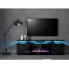 TV-Schrank Cama Meble EVA mit elektrischem Kamin 180x40x52 cm, schwarz/glanzschwarz