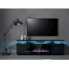 TV-Schrank Cama Meble EVA mit elektrischem Kamin 180x40x52 cm, schwarz/glanzschwarz