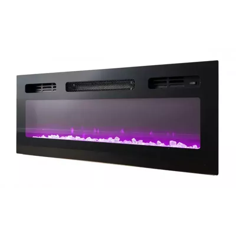 TV-Schrank Cama Meble EVA mit elektrischem Kamin 180x40x52 cm, schwarz/glanzschwarz
