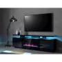 TV-Schrank Cama Meble EVA mit elektrischem Kamin 180x40x52 cm, schwarz/glanzschwarz