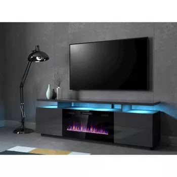 TV-Schrank Cama Meble EVA mit elektrischem Kamin 180x40x52 cm Graphit/glänzend Graphit