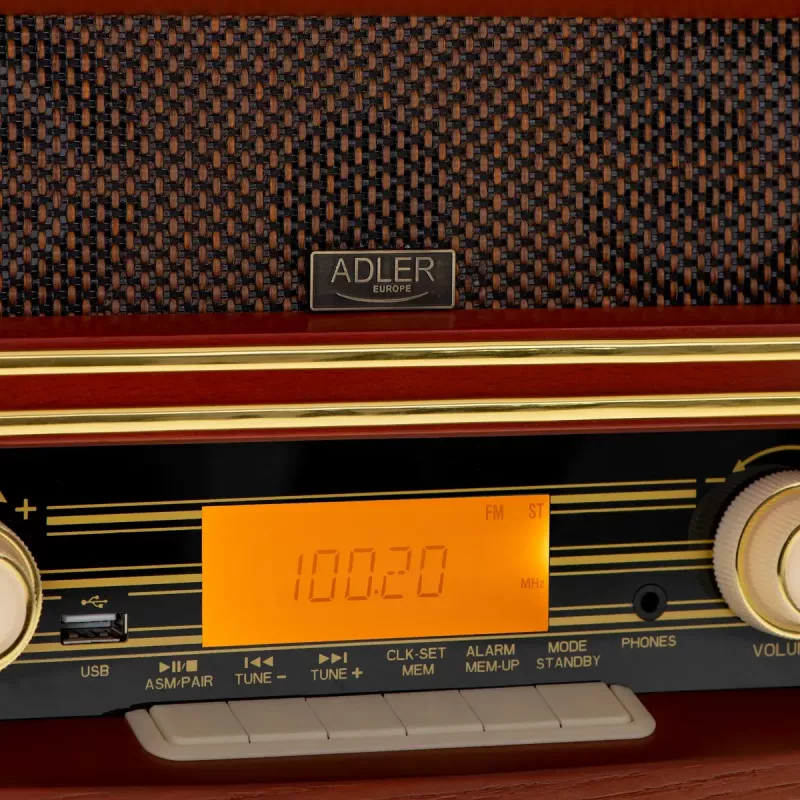 Tragbares Radio Adler AD 1187 – FM, 10 W RMS, LCD-Anzeige, braun, 300×140×210 mm