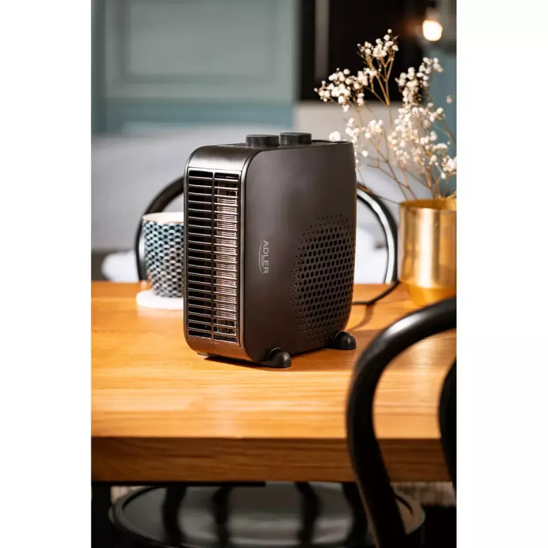 Ventilator-Heizlüfter Adler AD 7725B, 2000 W, 2 Leistungsstufen, einstellbarer Thermostat, schwarz