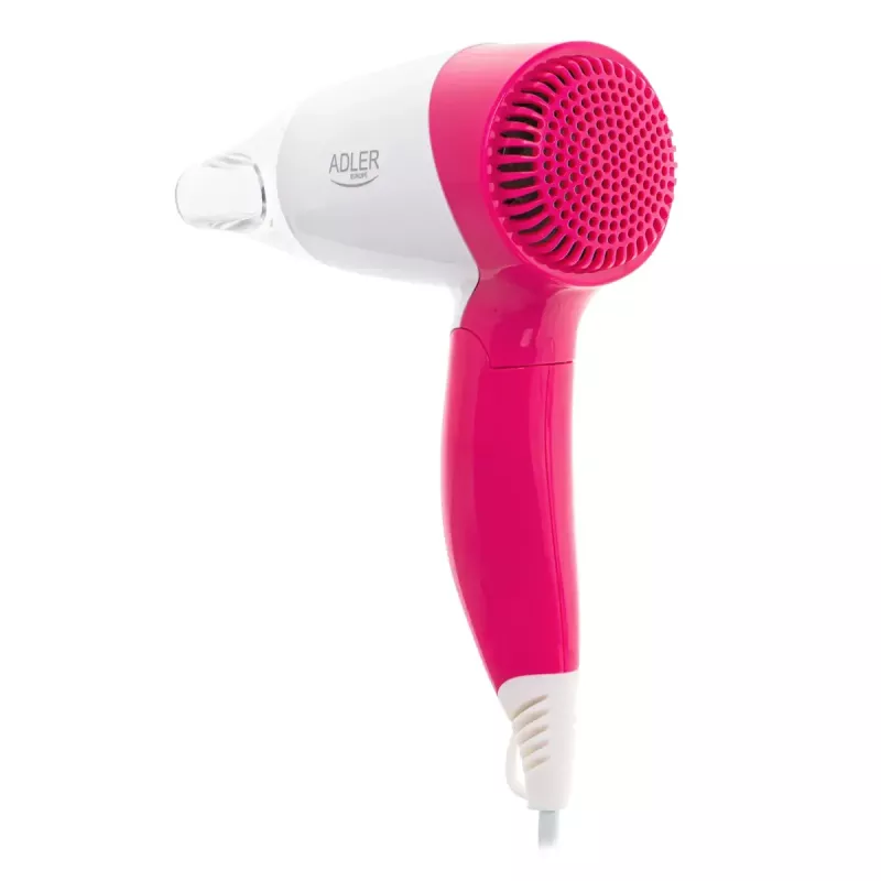 Haartrockner Adler AD 2259 — 1200 W, 2 Geschwindigkeiten, klappbarer Griff, Frisierdüse, pink/weiß