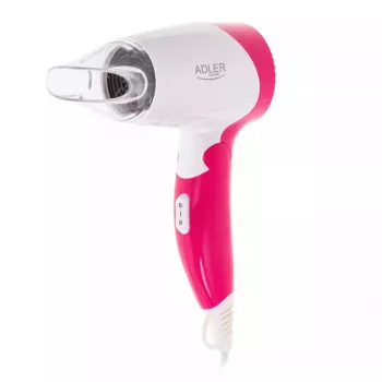 Haartrockner Adler AD 2259 — 1200 W, 2 Geschwindigkeiten, klappbarer Griff, Frisierdüse, pink/weiß