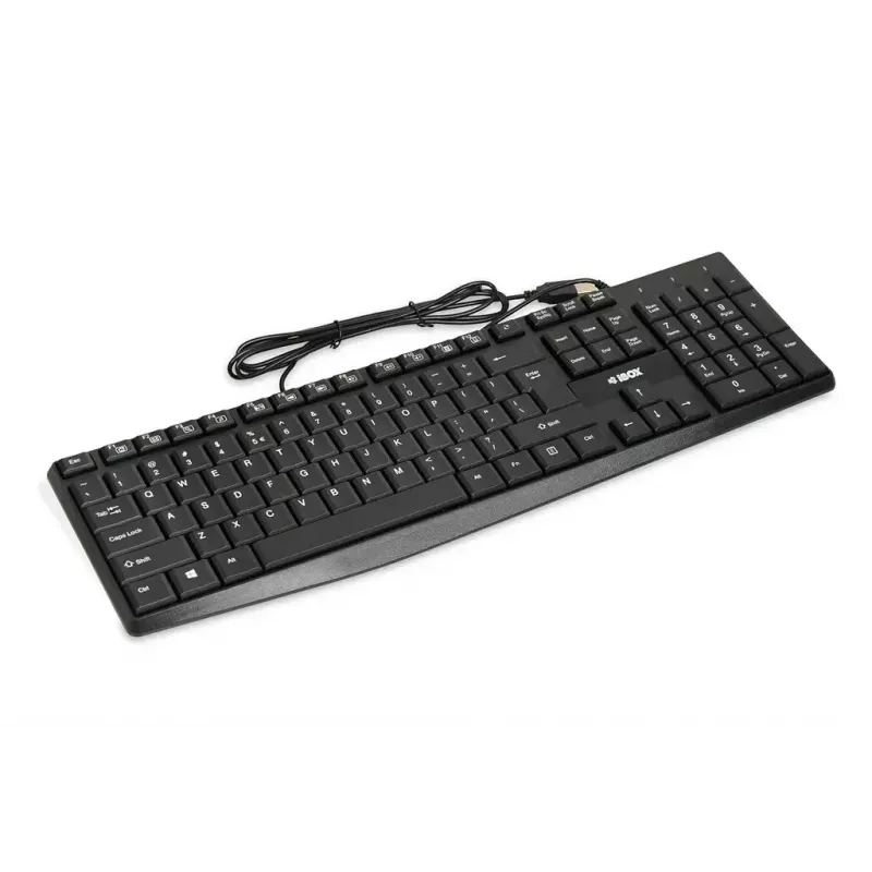 Kabelgebundene USB-Tastatur IBOX Eris IKC2010B – Full-Size 105 Tasten, USB, wasserabweisend, schwarz