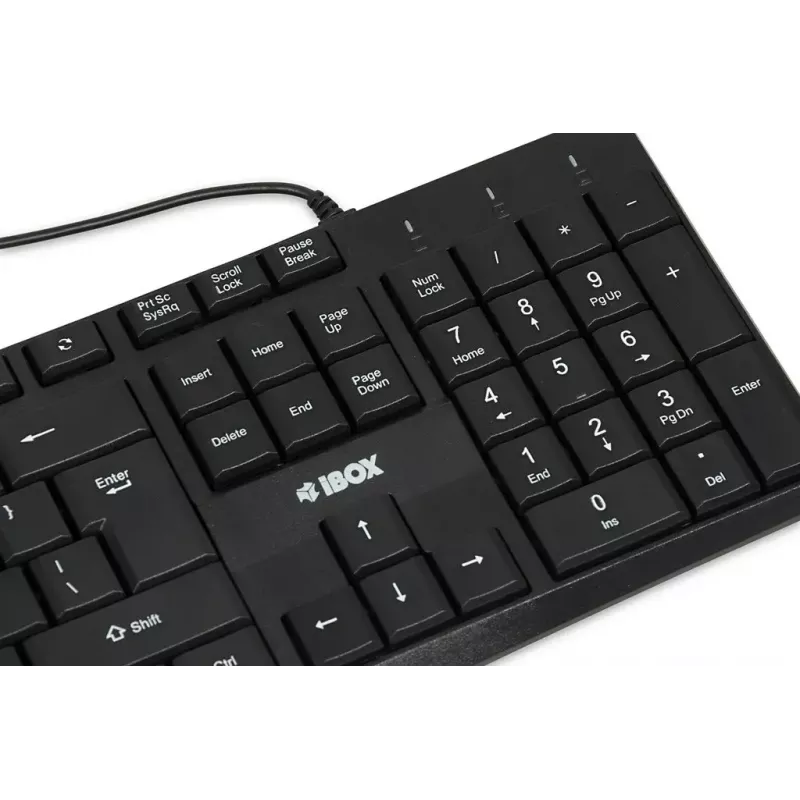 Kabelgebundene USB-Tastatur IBOX Eris IKC2010B – Full-Size 105 Tasten, USB, wasserabweisend, schwarz