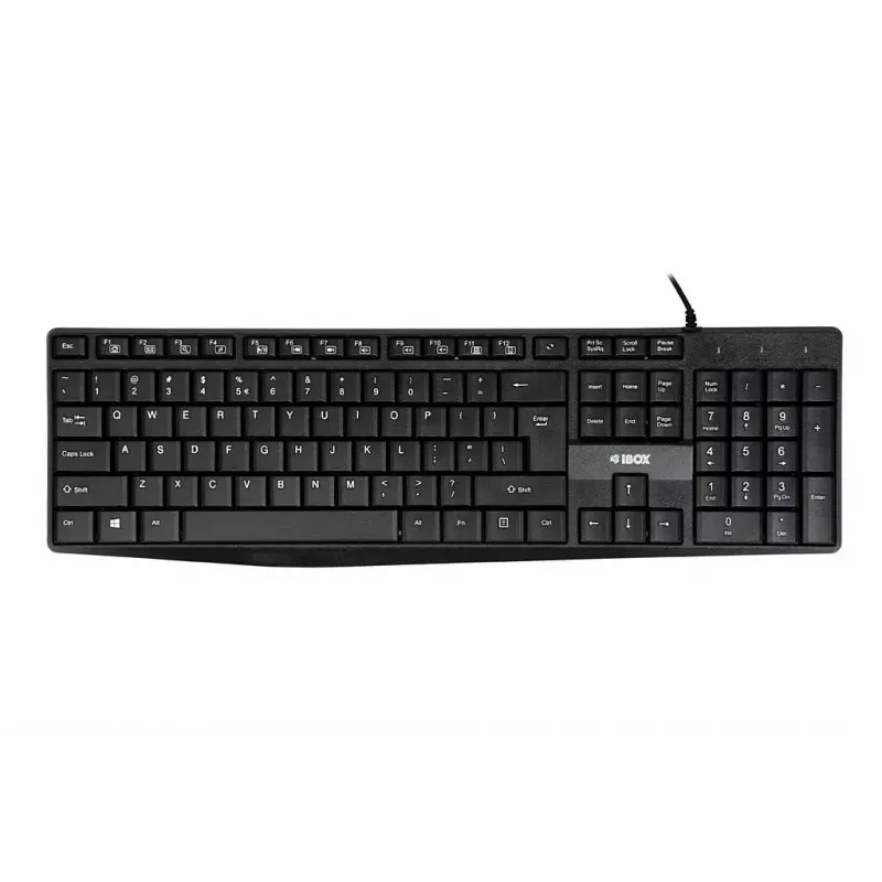 Kabelgebundene USB-Tastatur IBOX Eris IKC2010B – Full-Size 105 Tasten, USB, wasserabweisend, schwarz