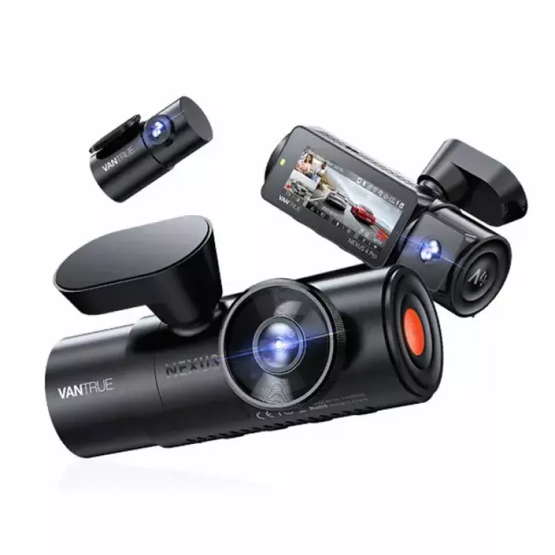 Dashcam VANTRUE N4 PRO 3-Kanal-Dashcam, Hauptkamera 3840×2160, 165° vorne, 160° Innenraum, GPS, Wi‑Fi, IPS-Anzeige, MicroSD bis zu 512GB