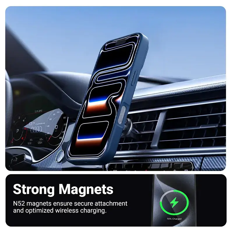 Schutzhülle MagSafe Handyhülle Crong Hybrid Matte Magnetic für iPhone 17 Pro – PC + TPU, Transluzentes Navy