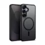 Crong Hybrid Matte Magnetische Hülle für Samsung Galaxy S25 — TPU+PC, magnetische Ringe, schwarz